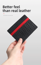 Lade das Bild in den Galerie-Viewer, Alcantara Cardholder Wallet Leder Karten Etui Schwarz/Rot Wildleder Style Vliesstoff
