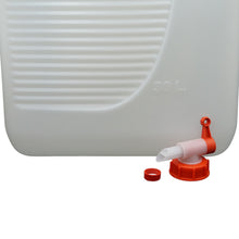 Lade das Bild in den Galerie-Viewer, FLG Wasserkanister mit Ablasshahn und Schraubdeckel, Trinkwasserkanister, Behälter mit Tragegriff Lebensmittelecht 5 Liter