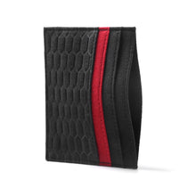 Lade das Bild in den Galerie-Viewer, Alcantara Cardholder Wallet Leder Karten Etui Schwarz/Rot Wildleder Style Vliesstoff