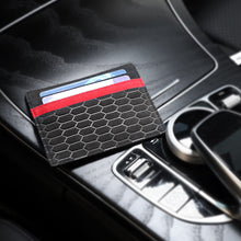 Lade das Bild in den Galerie-Viewer, Alcantara Cardholder Wallet Leder Karten Etui Schwarz/Rot Wildleder Style Vliesstoff