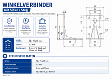 Lade das Bild in den Galerie-Viewer, Winkelverbinder für Holzbau mit &amp; ohne Steg Sicke Rippe feuerverzinkt Zulassung
